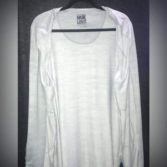 Muk Luks heathered‎ grey white open front long sleeve knit cardigan TXL Tall XL - Picture 4 of 10